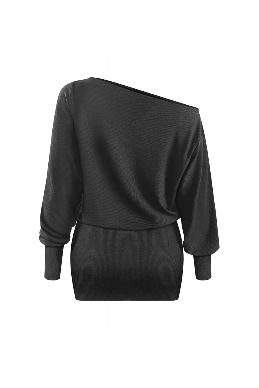 2000s Asymmetrical Off-The-Shoulder Dolman Long Sleeve Mini Dress - Image 3