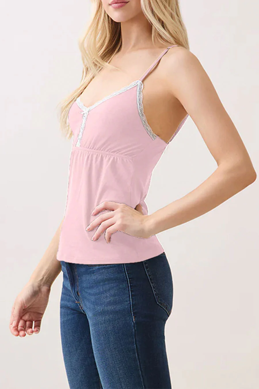 2000s Babydoll Lace Trimmed Cami Top With Baby Buttons - Image 13