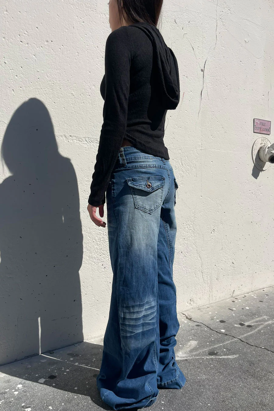 2000s Low-Rise Dual-Button Loose Wide Leg Denim Pants - Image 5
