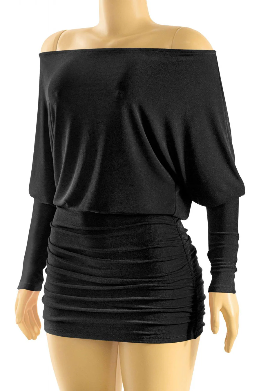2000s Off-The-Shoulder Dolman Long Sleeve Mini Dress - Image 2