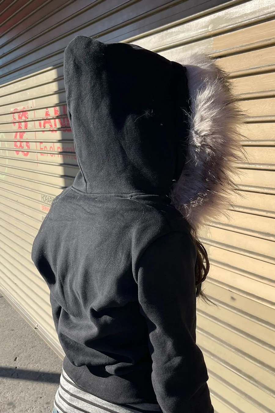 2000s Style Cotton Fleece Front Zip-Up Hoodie Jacket with Detachable Fur - Image 5