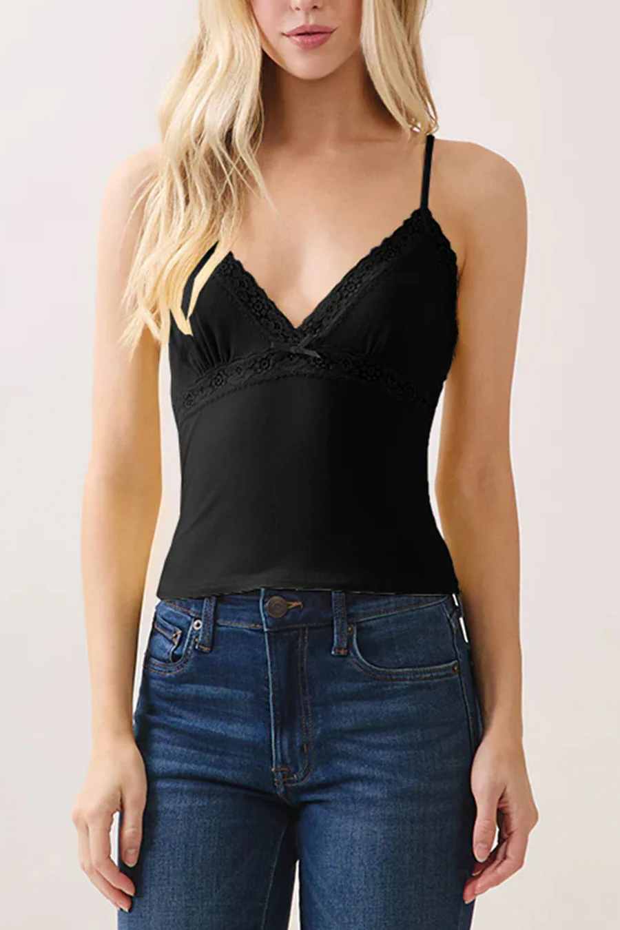 2000s V-Neck Lace & Bow Cami Top - Image 11