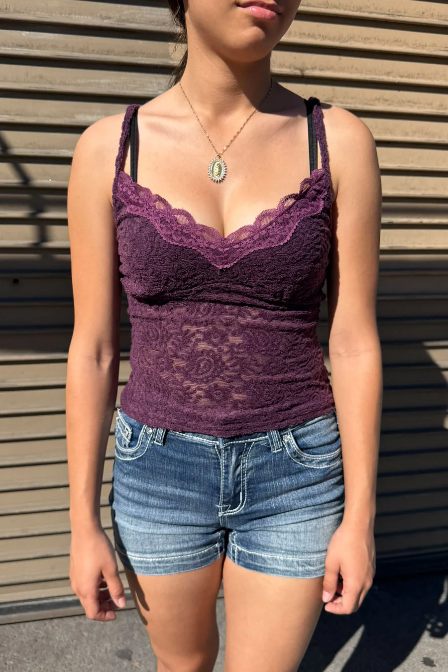 2000s Vintage Floral Flocking Lace Cami Top - Image 2