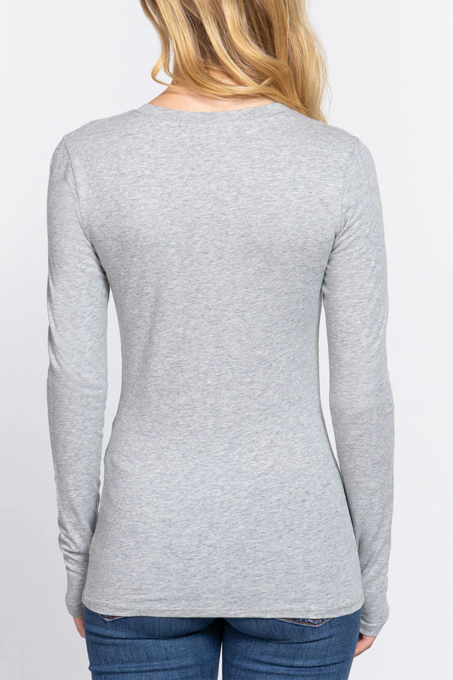 Basic Cotton Jersey V-Neck T-Shirt Top - Image 10