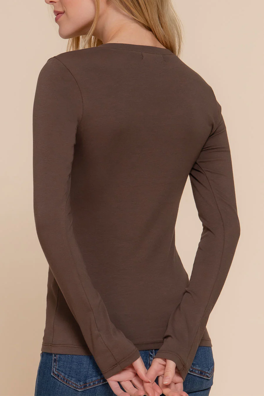Basic Cotton Jersey V-Neck T-Shirt Top - Image 18