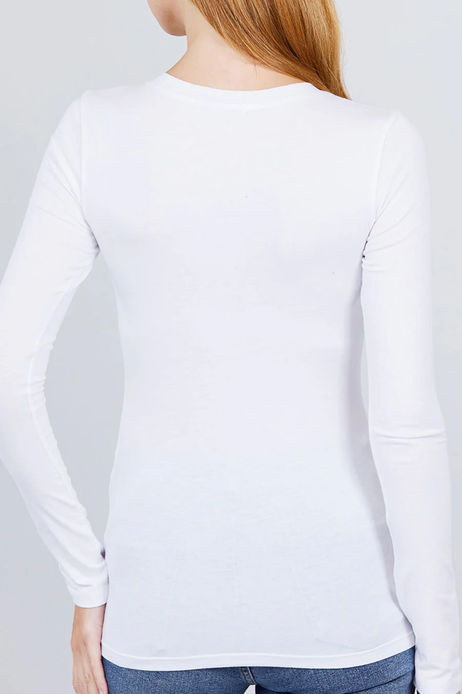Basic Cotton Jersey V-Neck T-Shirt Top - Image 25