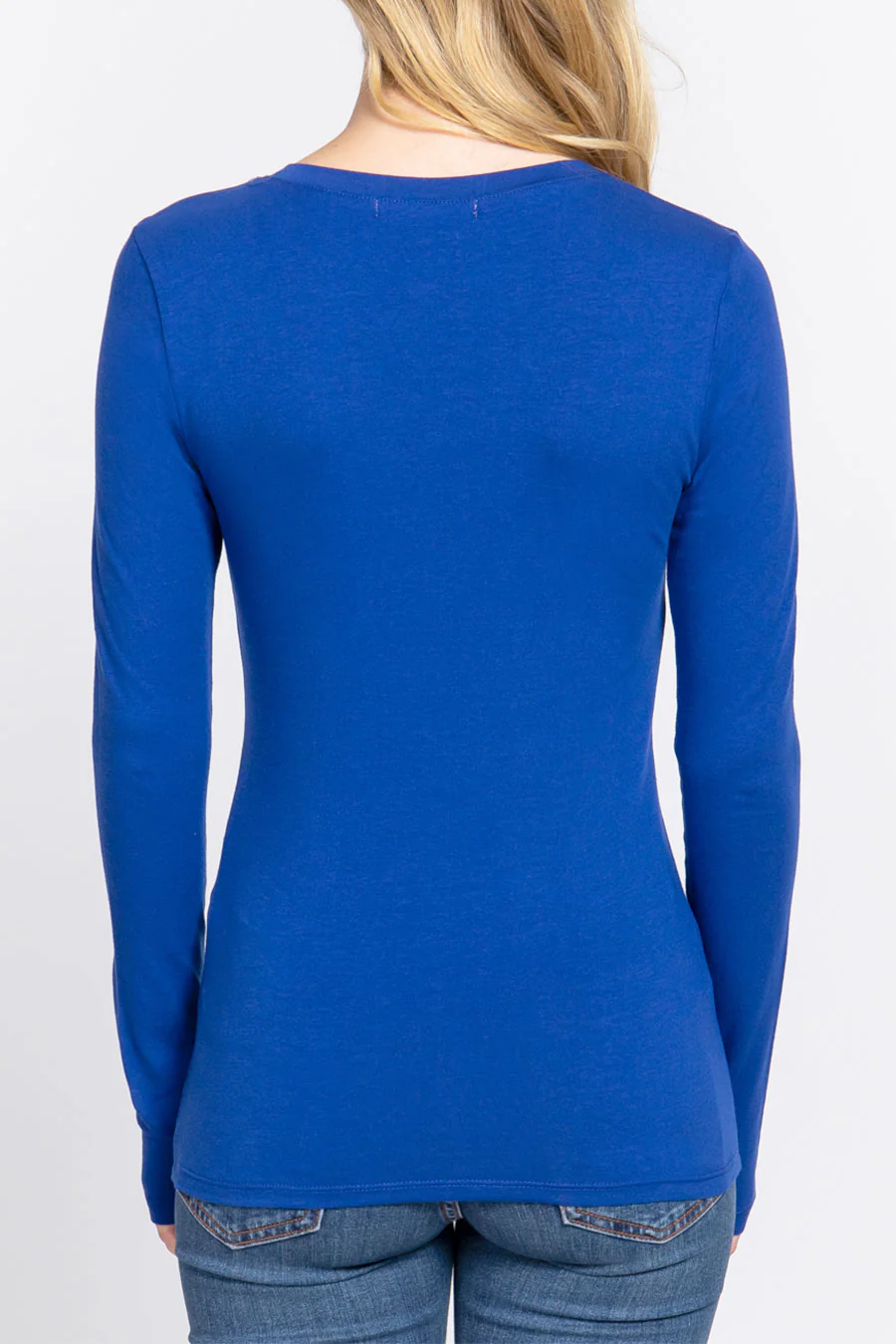 Basic Cotton Jersey V-Neck T-Shirt Top - Image 29