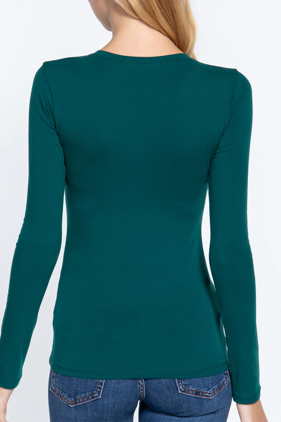 Basic Cotton Jersey V-Neck T-Shirt Top - Image 32