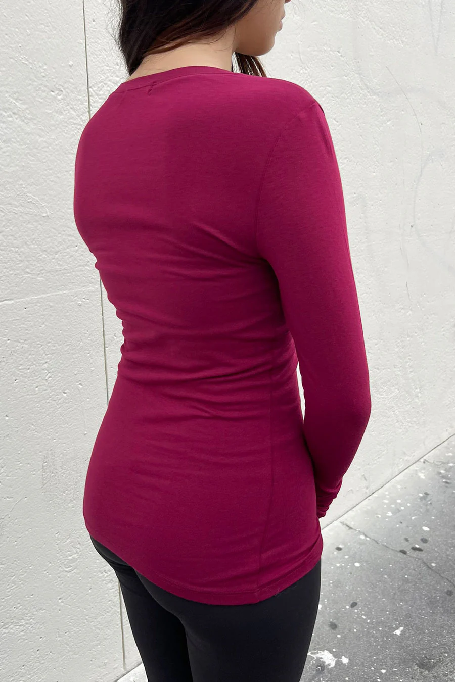 Basic Cotton Jersey V-Neck T-Shirt Top - Image 5