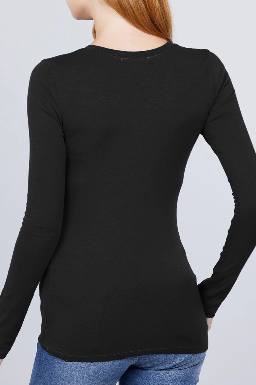 Basic Cotton Jersey V-Neck T-Shirt Top - Image 8