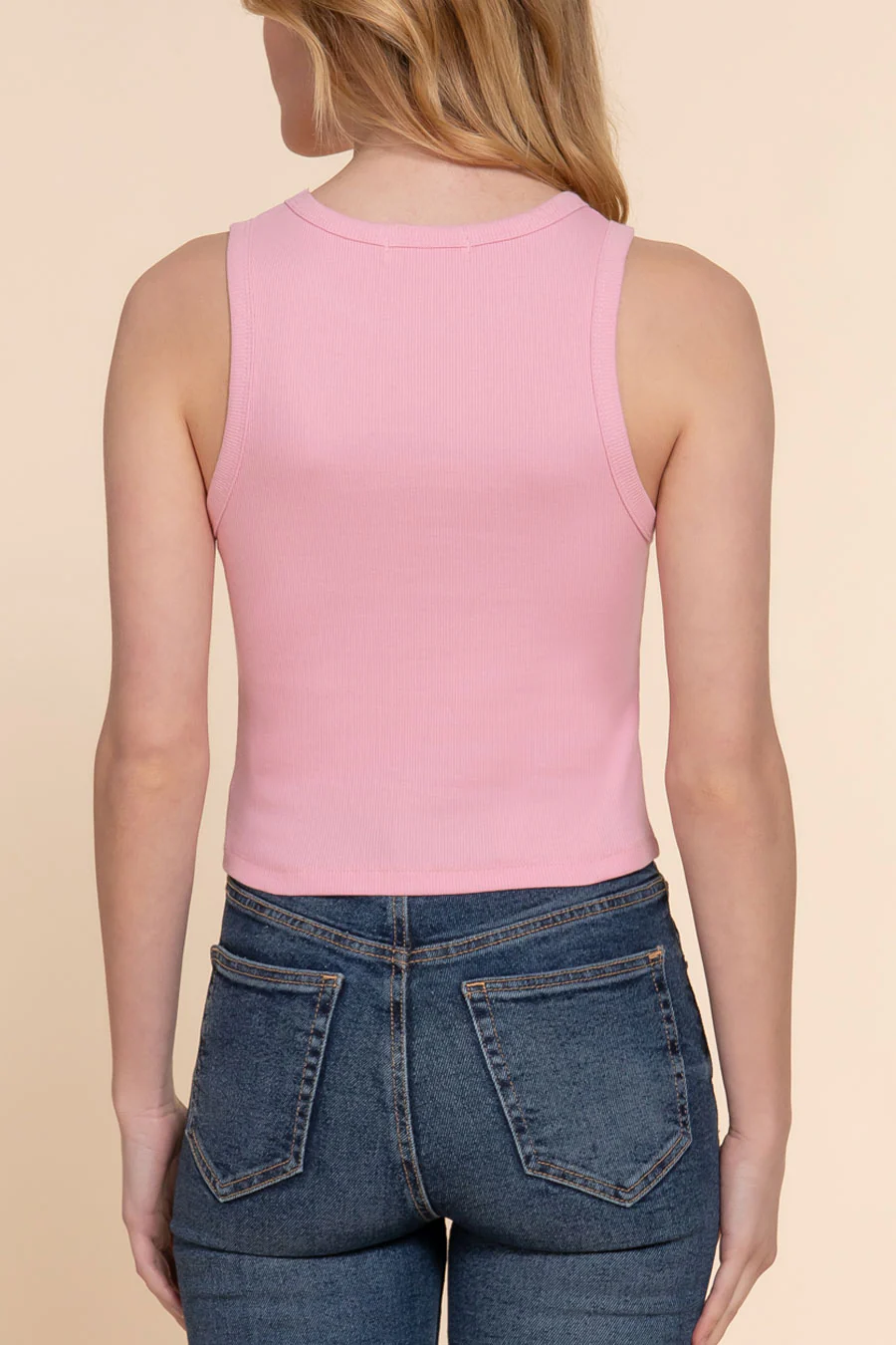 Basic Cotton Span Rib Knit Tank Top - Image 12