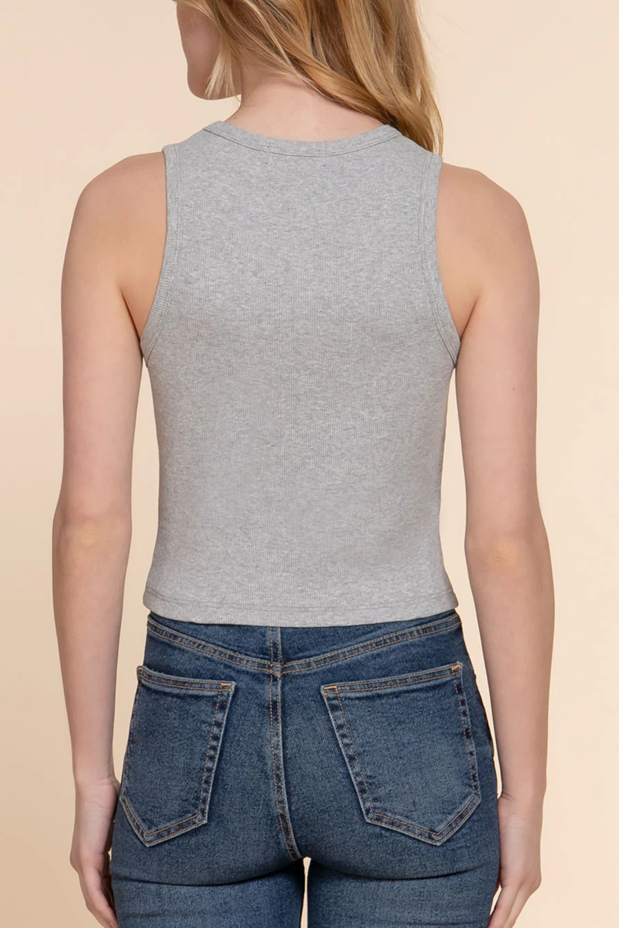 Basic Cotton Span Rib Knit Tank Top - Image 8