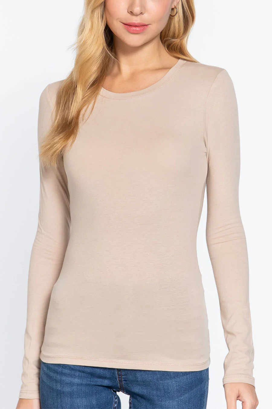 Basic Crew Neck Cotton Jersey T-Shirt Top - Image 11