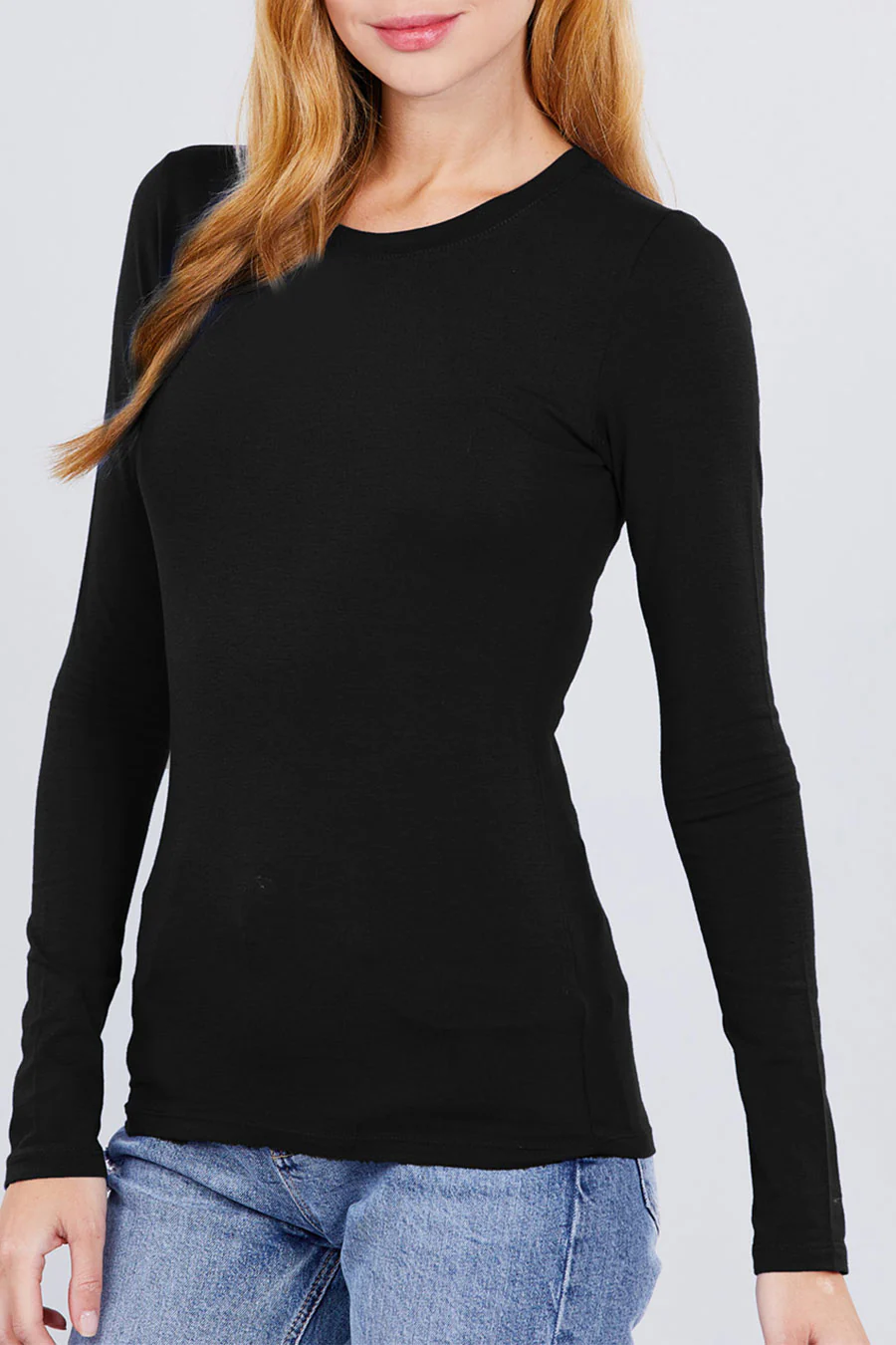 Basic Crew Neck Cotton Jersey T-Shirt Top - Image 19