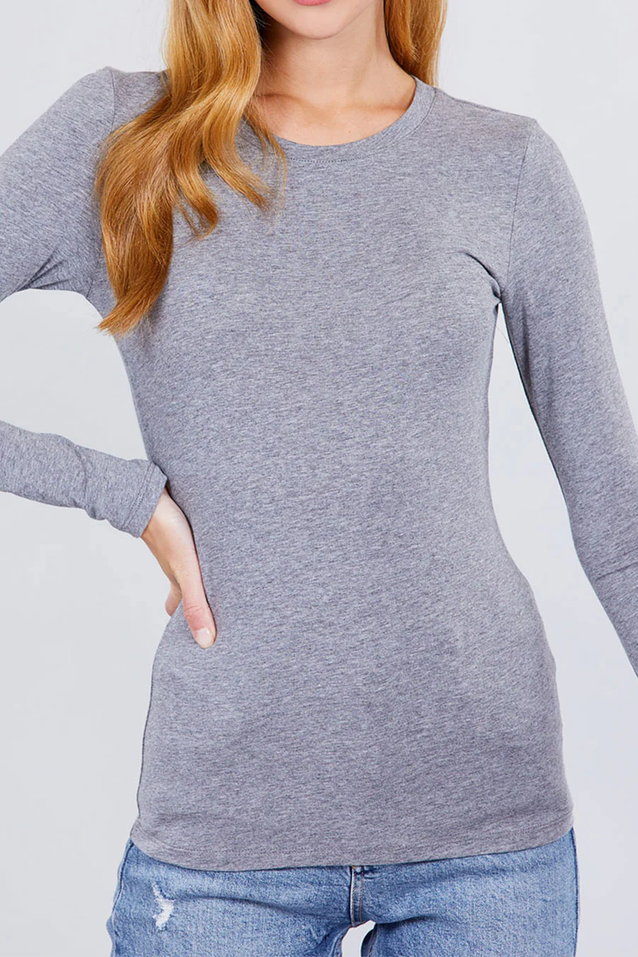 Basic Crew Neck Cotton Jersey T-Shirt Top - Image 21