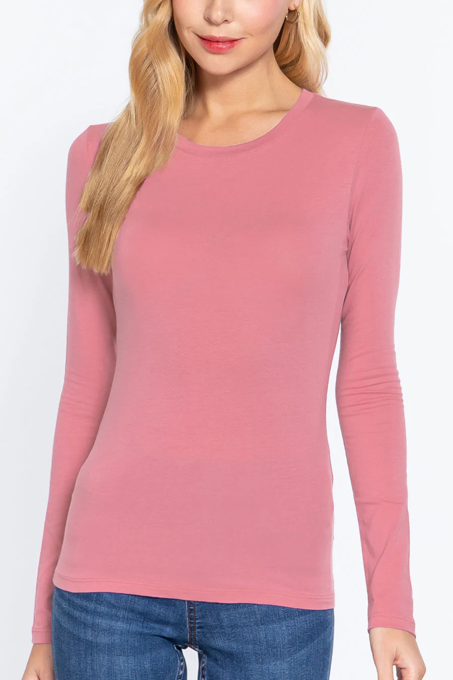 Basic Crew Neck Cotton Jersey T-Shirt Top - Image 24