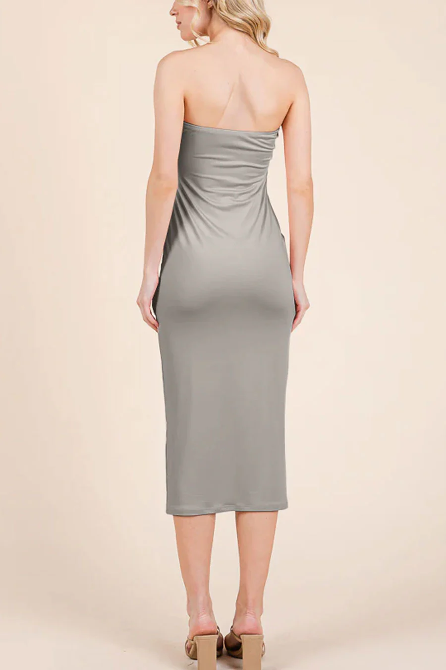 Basic Double-Layered Midi Tube Dress - Image 5