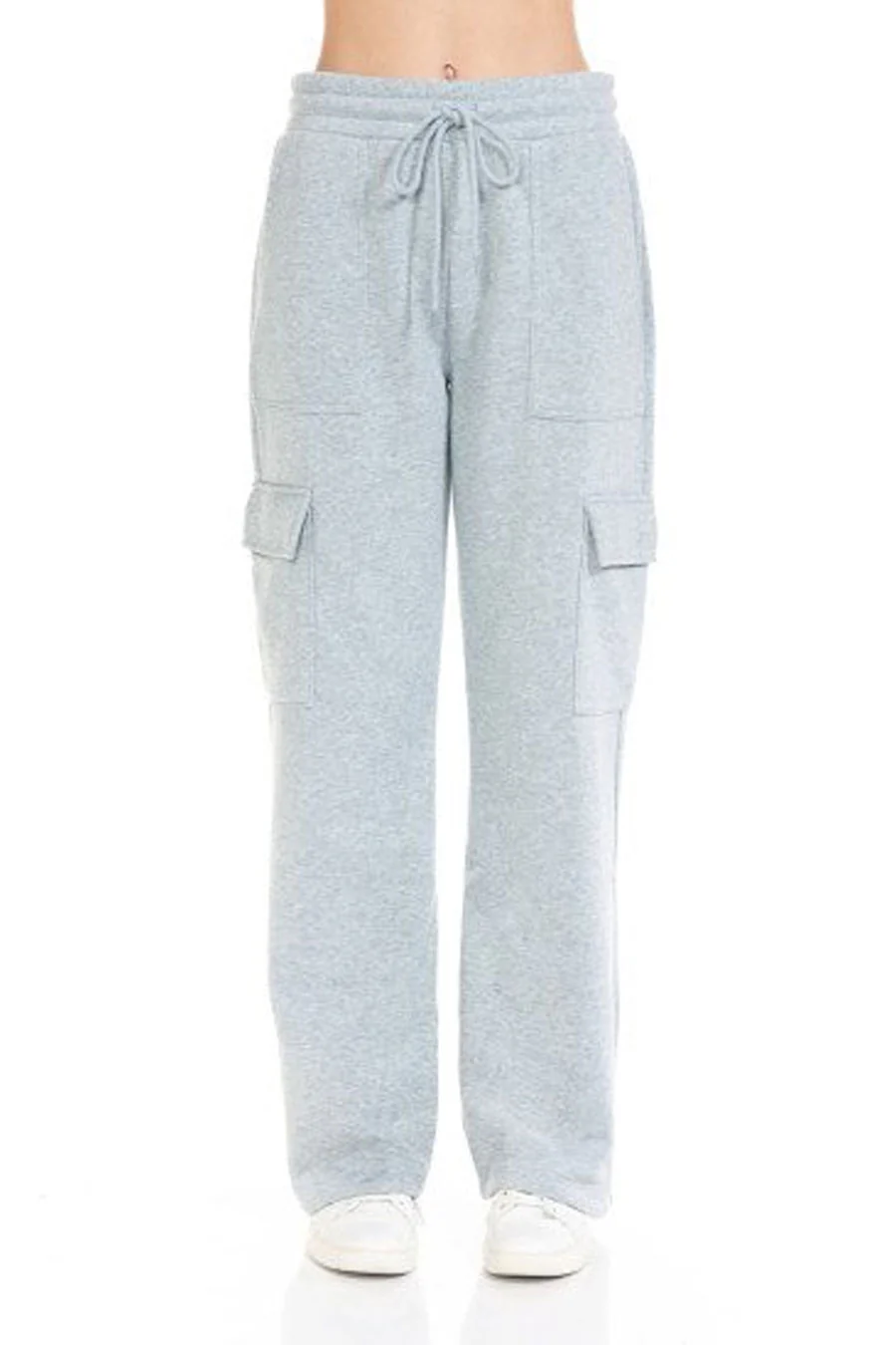 Basic Fleece Cargo Wide Straight Leg Sweatpants - Image 5