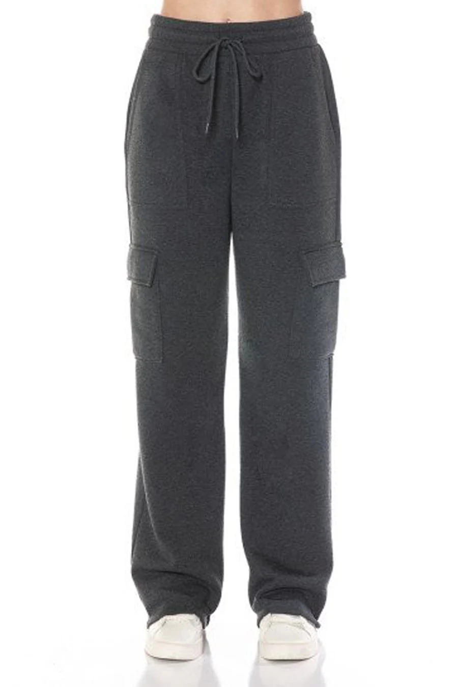 Basic Fleece Cargo Wide Straight Leg Sweatpants - Image 6