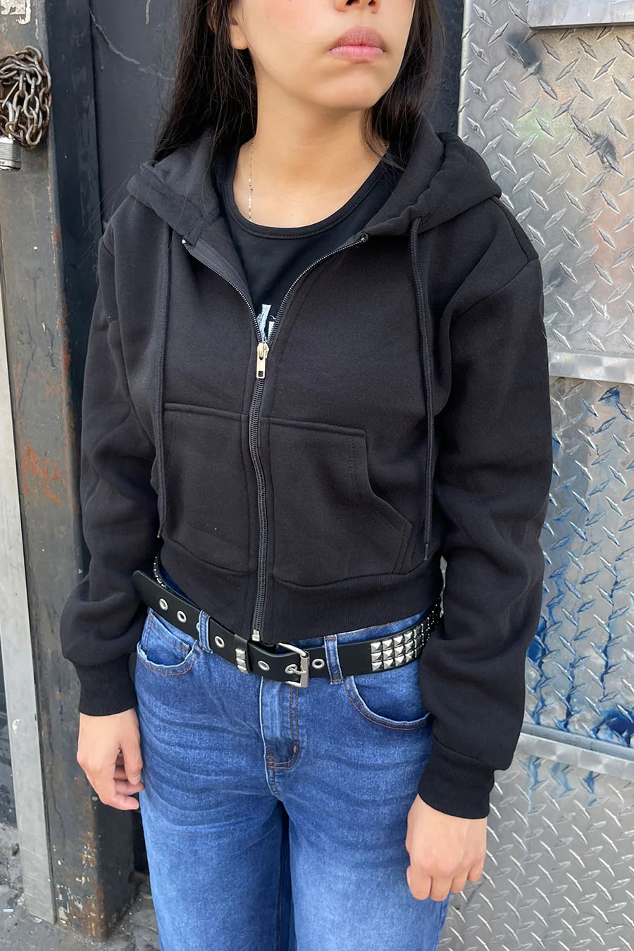 Basic Fleece Zip Up Long Sleeve Hoodie Jacket with Kangaroo Pocket - Image 12