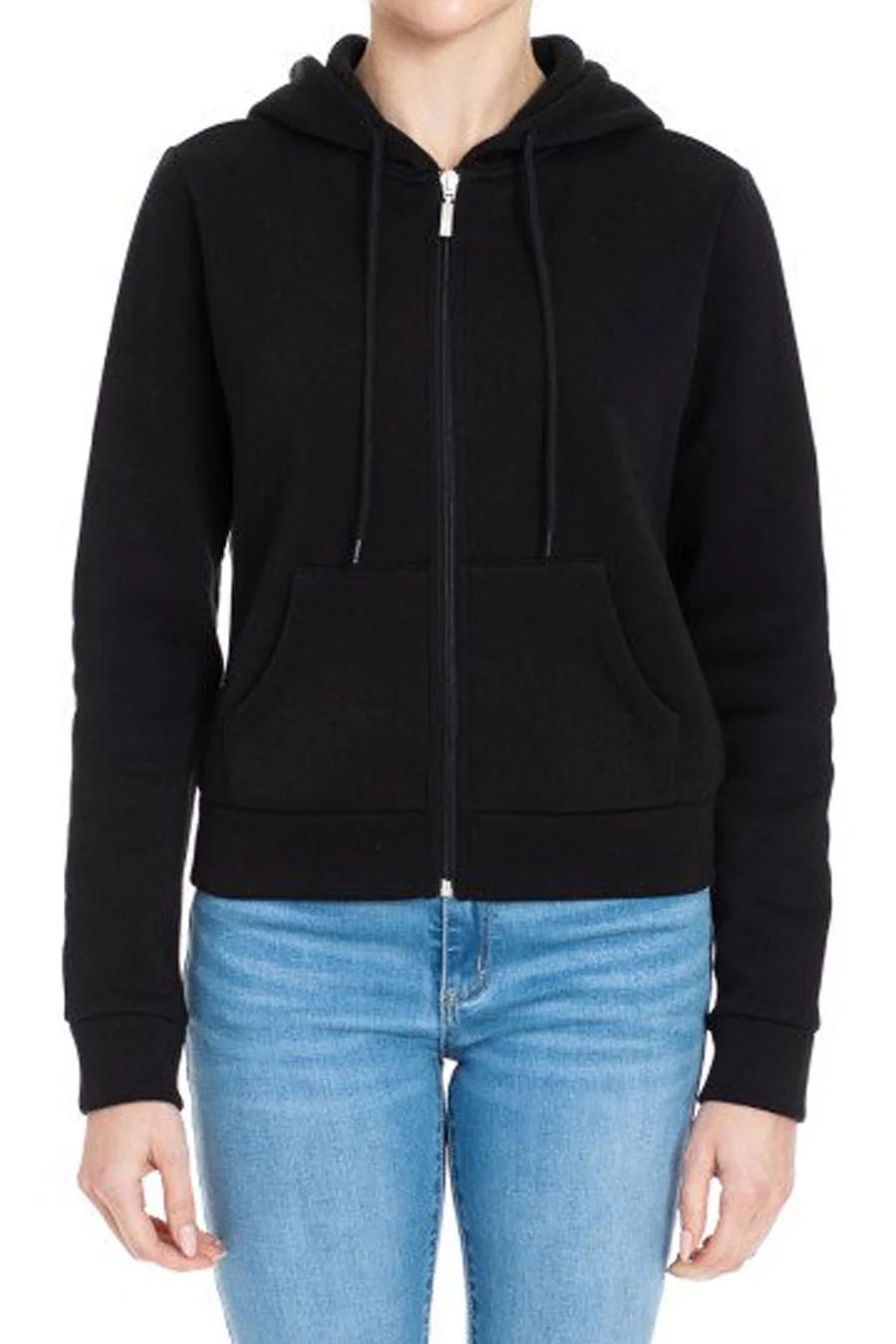Basic Fleece Zip Up Long Sleeve Hoodie Jacket with Kangaroo Pocket - Image 6