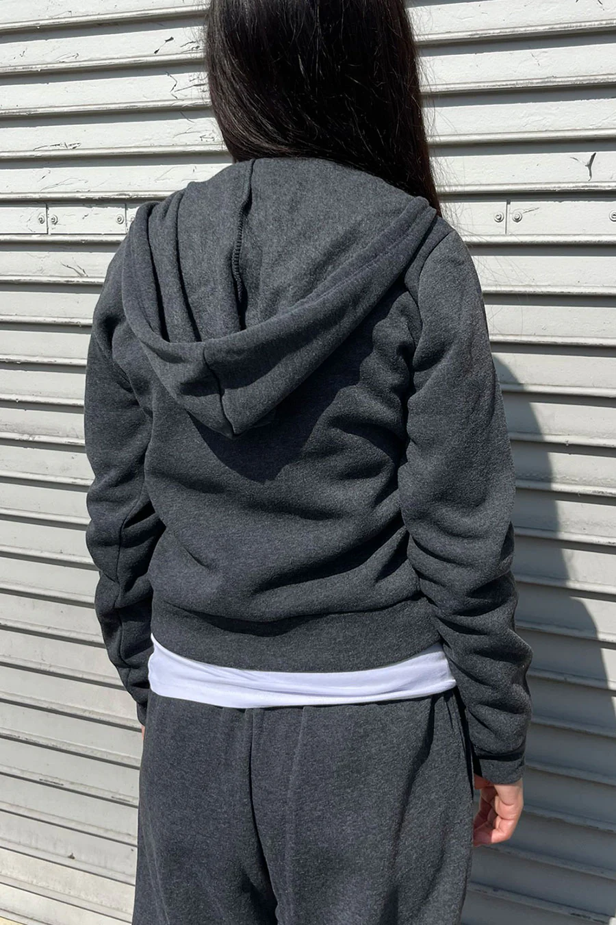 Basic Fleece Zip Up Long Sleeve Hoodie Jacket with Kangaroo Pocket - Image 7