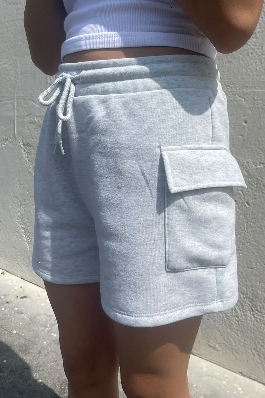 Basic Fleeced French Terry Cargo Shorts - Image 3