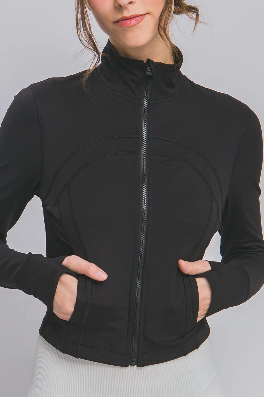 Basic Full Front-Zip Long Sleeve Performance Activewear Jacket - Image 5