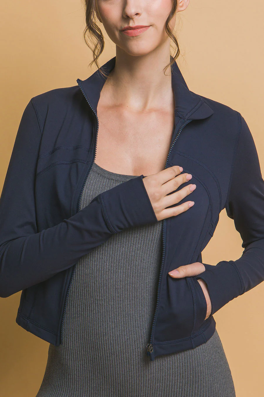 Basic Full Front-Zip Long Sleeve Performance Activewear Jacket - Image 6