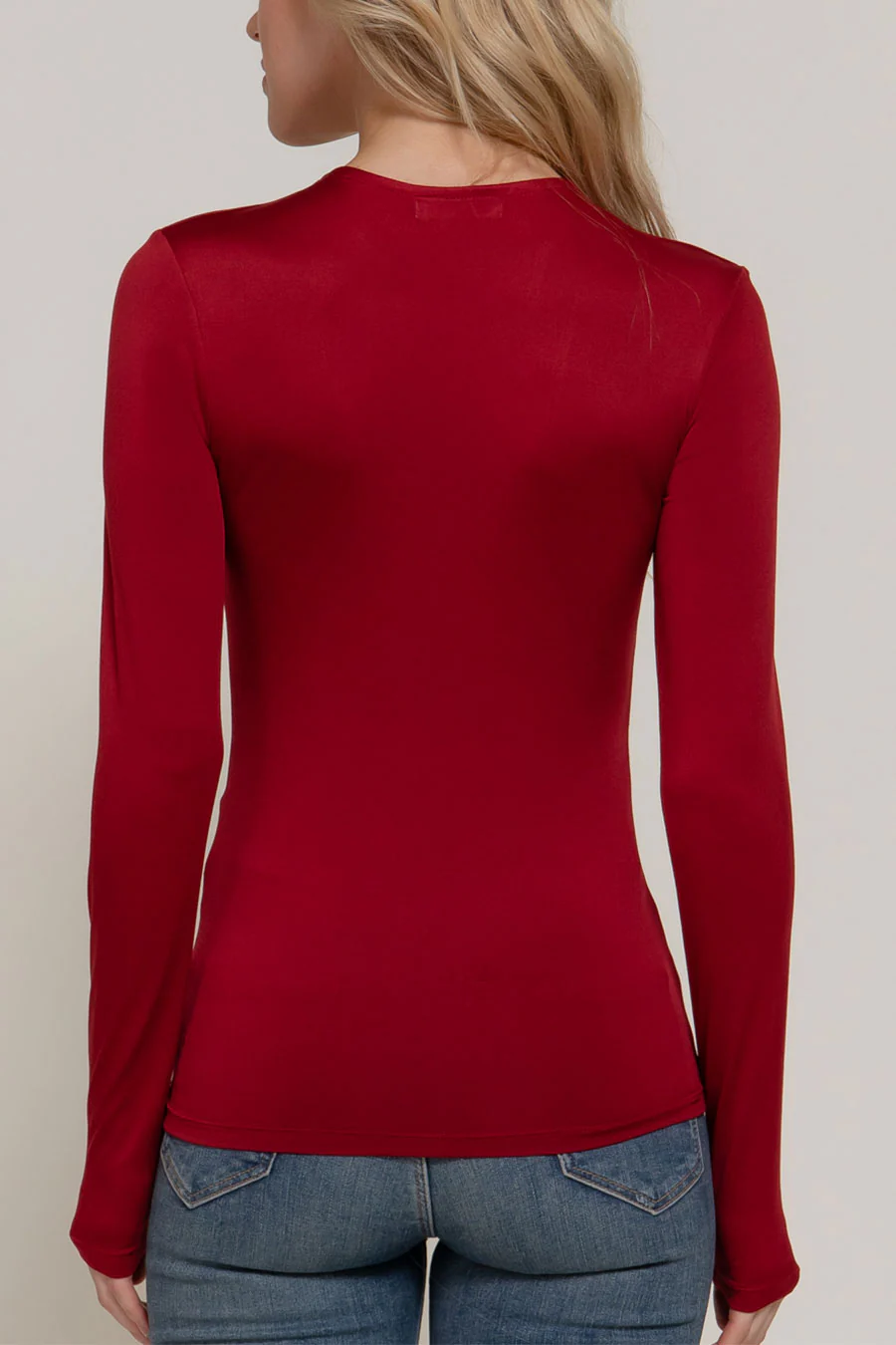 Basic Long Sleeve Double Layer ITY Knit Top - Image 5