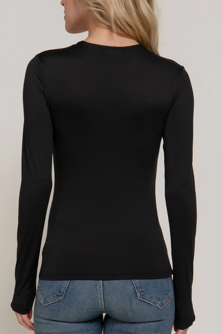 Basic Long Sleeve Double Layer ITY Knit Top - Image 7