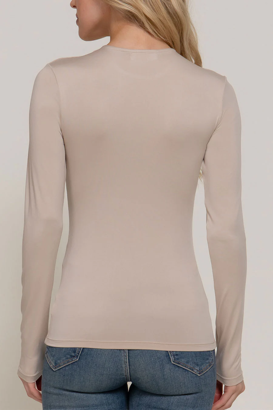 Basic Long Sleeve Double Layer ITY Knit Top - Image 9