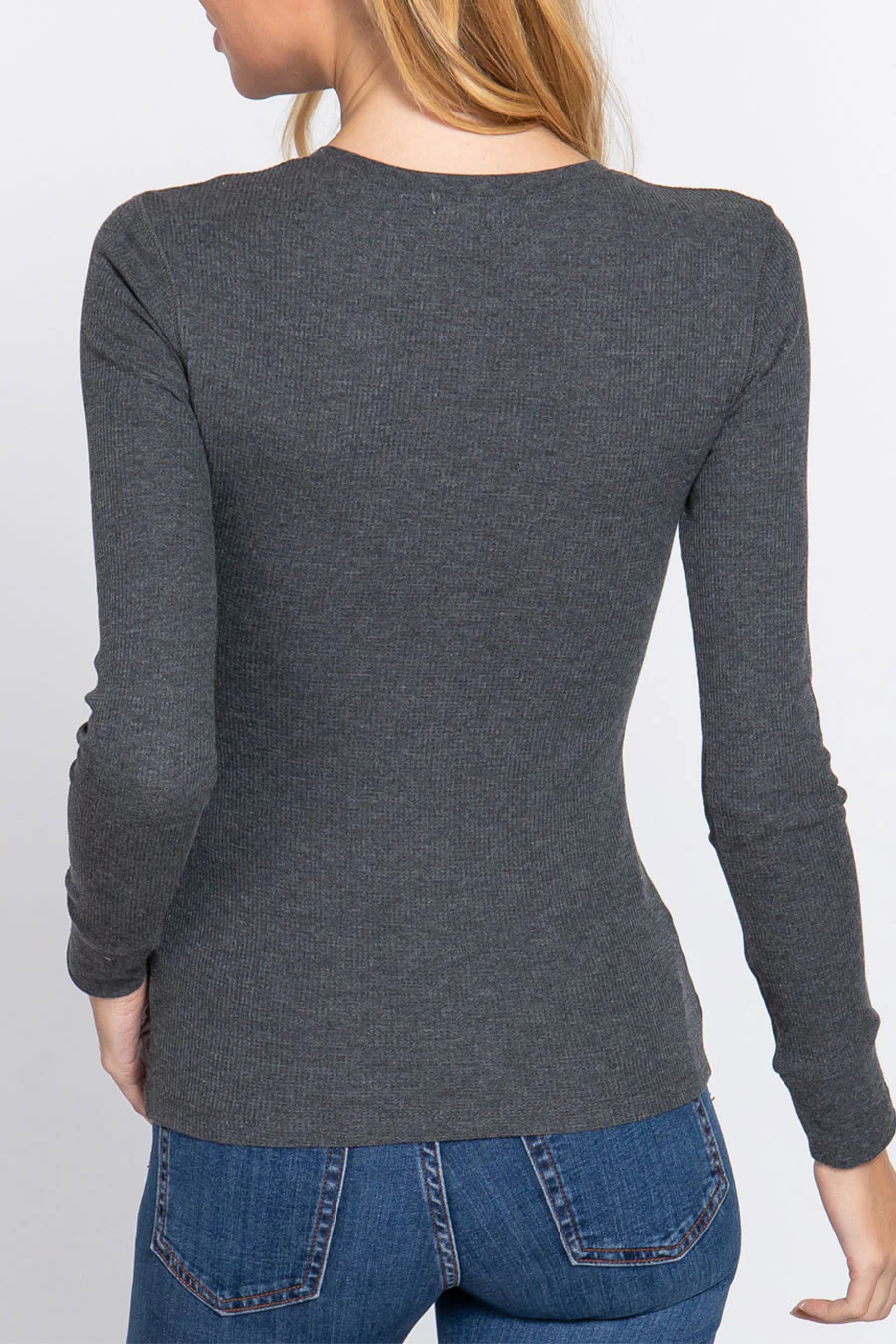 Basic Long Sleeve Henley Thermal Top - Image 11
