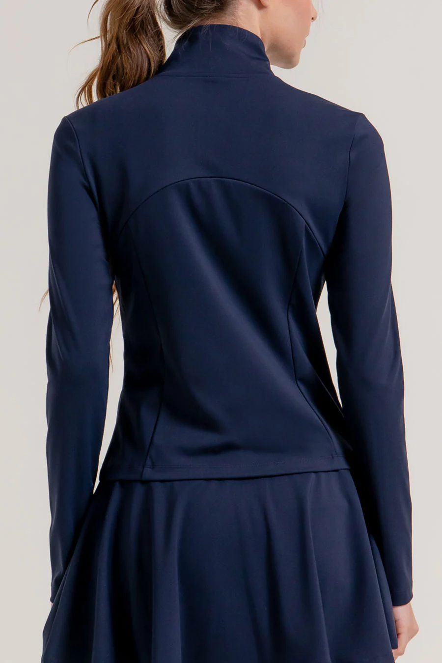 Basic Long Sleeve Mock Neck Zip Front Activewear Jacket - Image 10