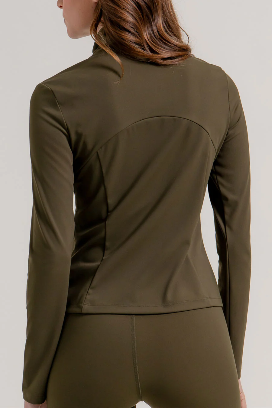 Basic Long Sleeve Mock Neck Zip Front Activewear Jacket - Image 12