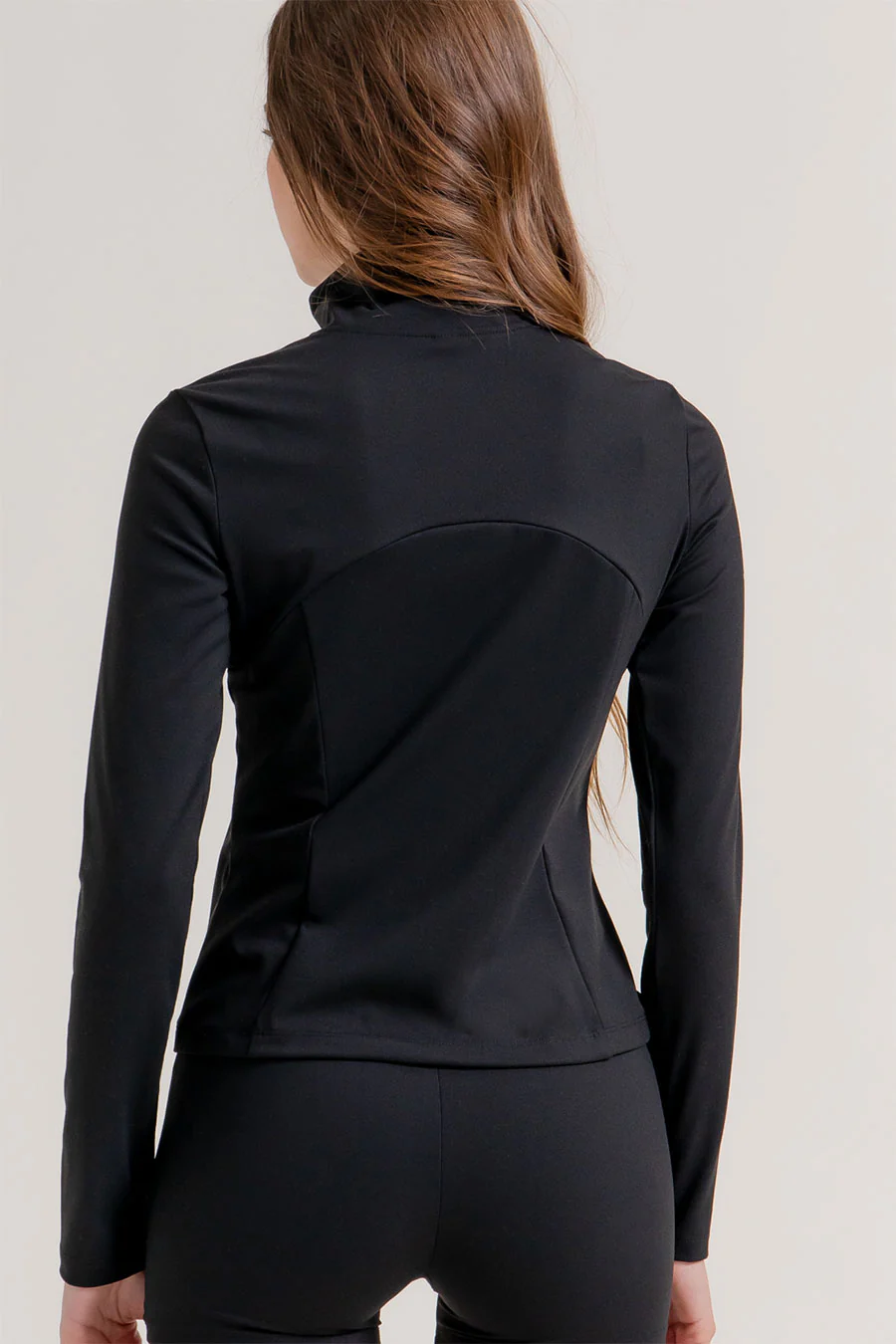Basic Long Sleeve Mock Neck Zip Front Activewear Jacket - Image 9