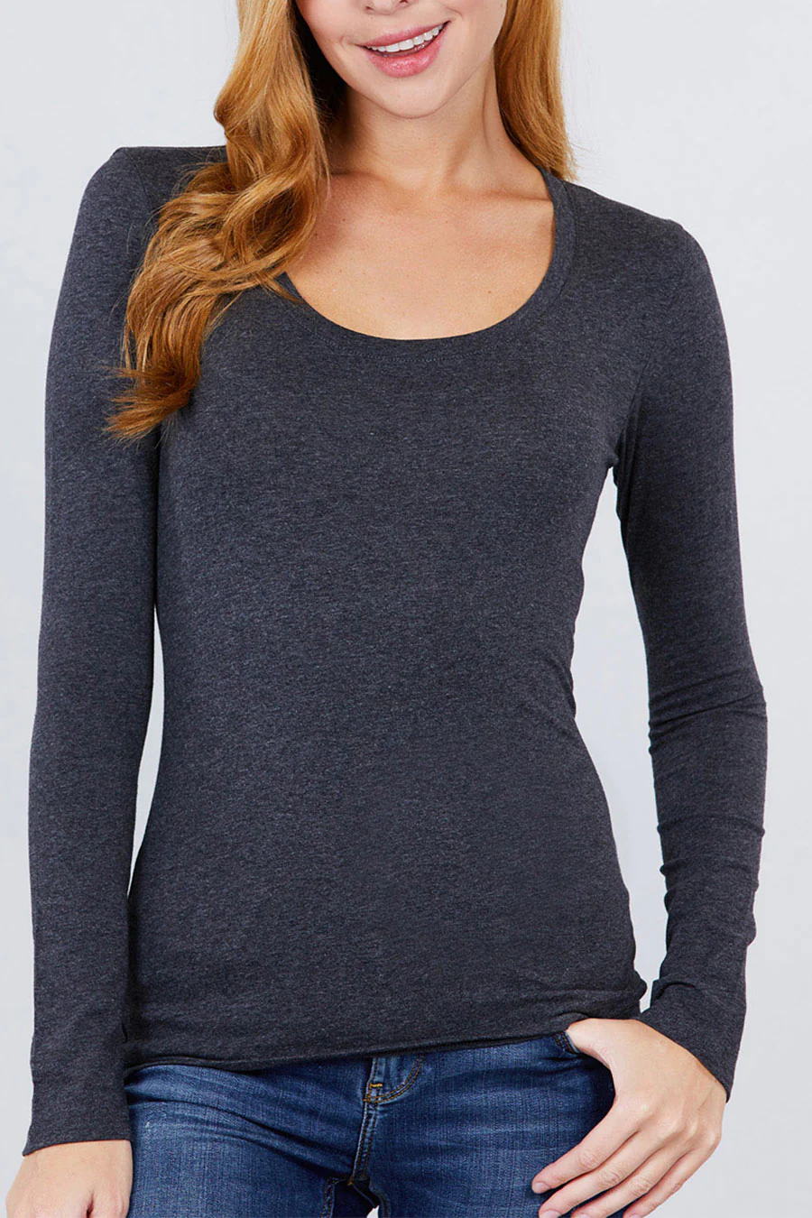 Basic Long Sleeve Scoop Neck T-Shirt Top - Image 21