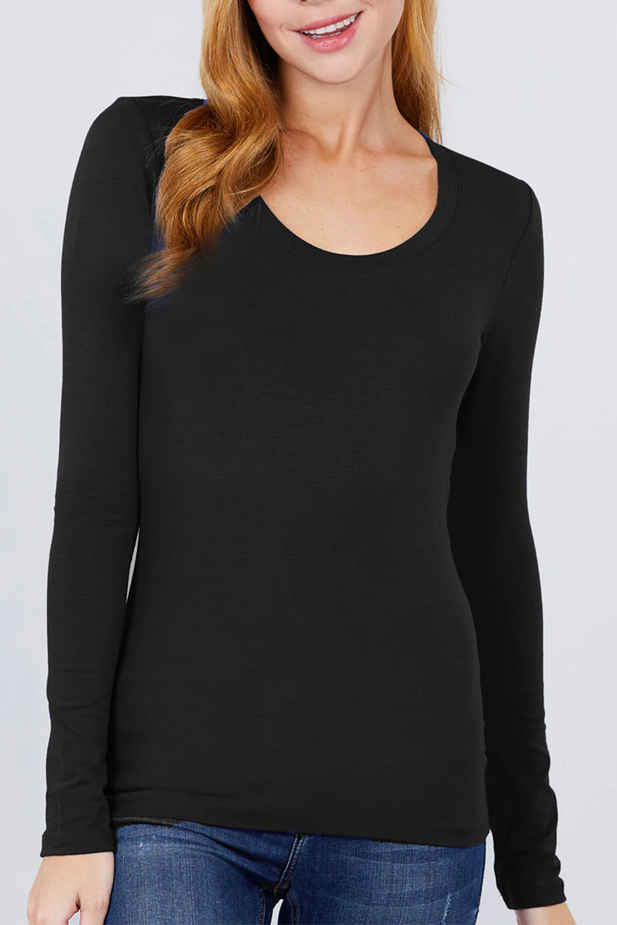 Basic Long Sleeve Scoop Neck T-Shirt Top - Image 23