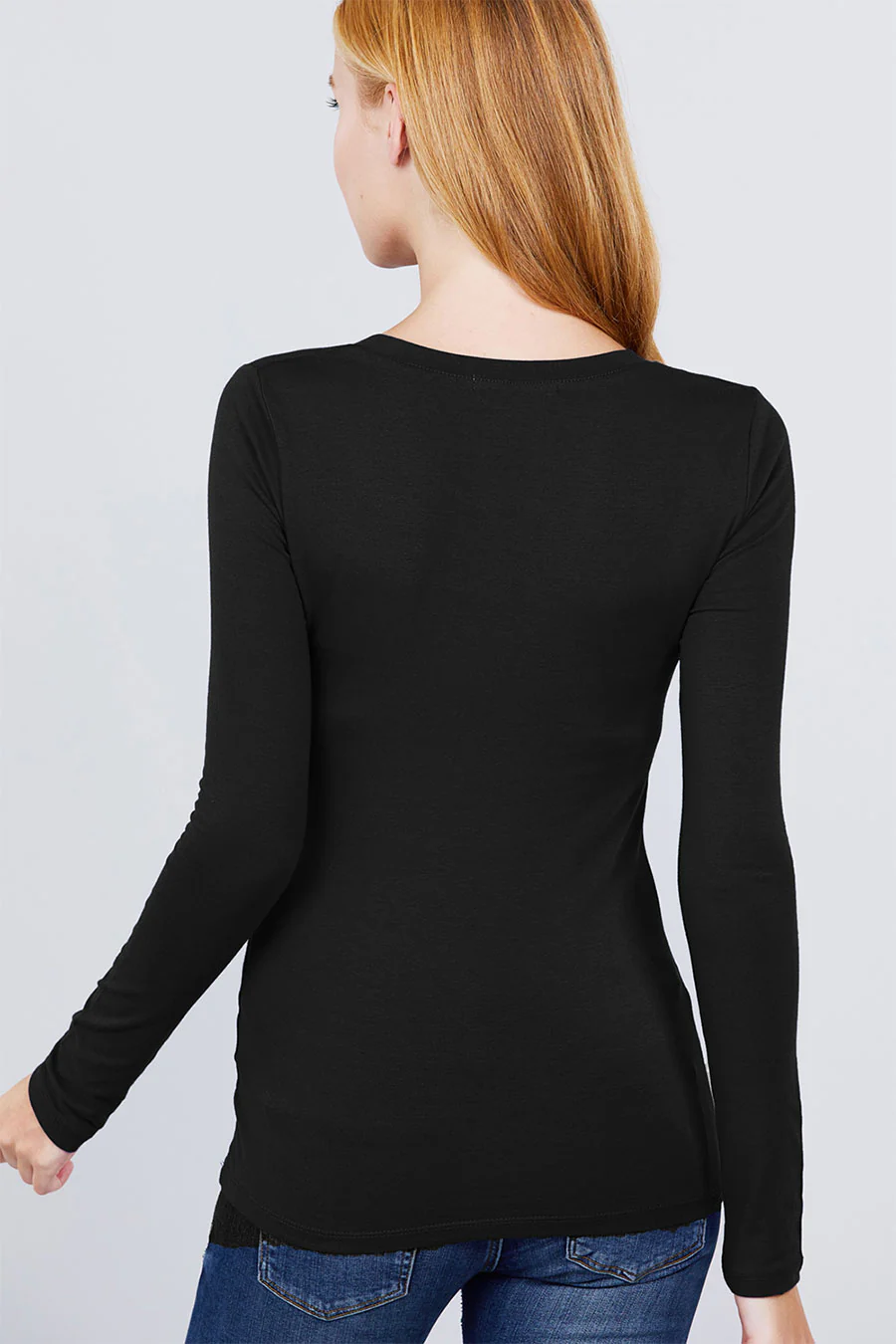 Basic Long Sleeve Scoop Neck T-Shirt Top - Image 24