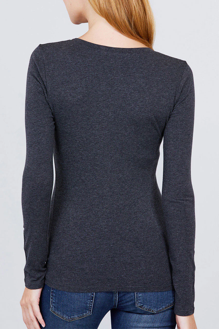 Basic Long Sleeve Scoop Neck T-Shirt Top - Image 28