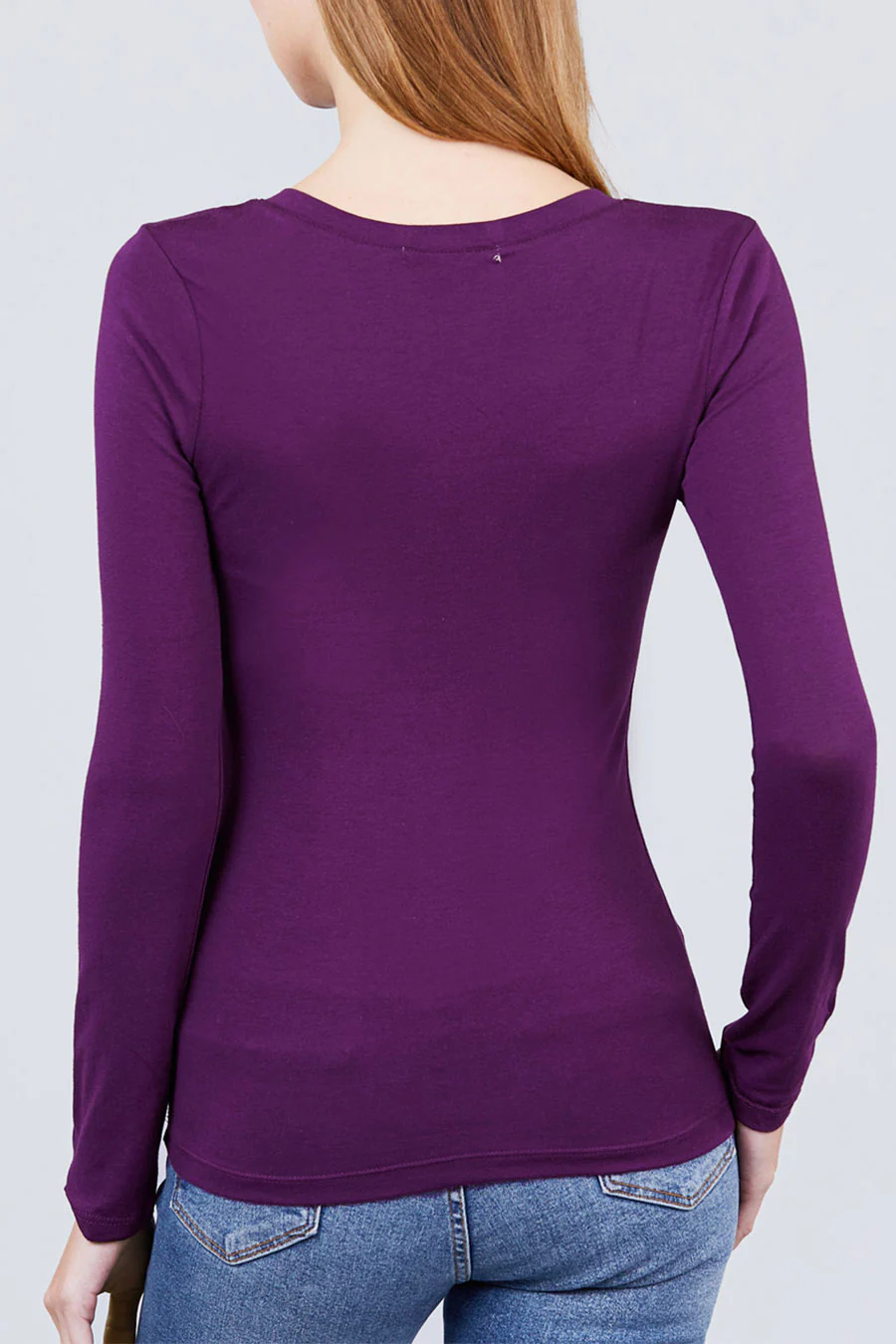 Basic Long Sleeve Scoop Neck T-Shirt Top - Image 30