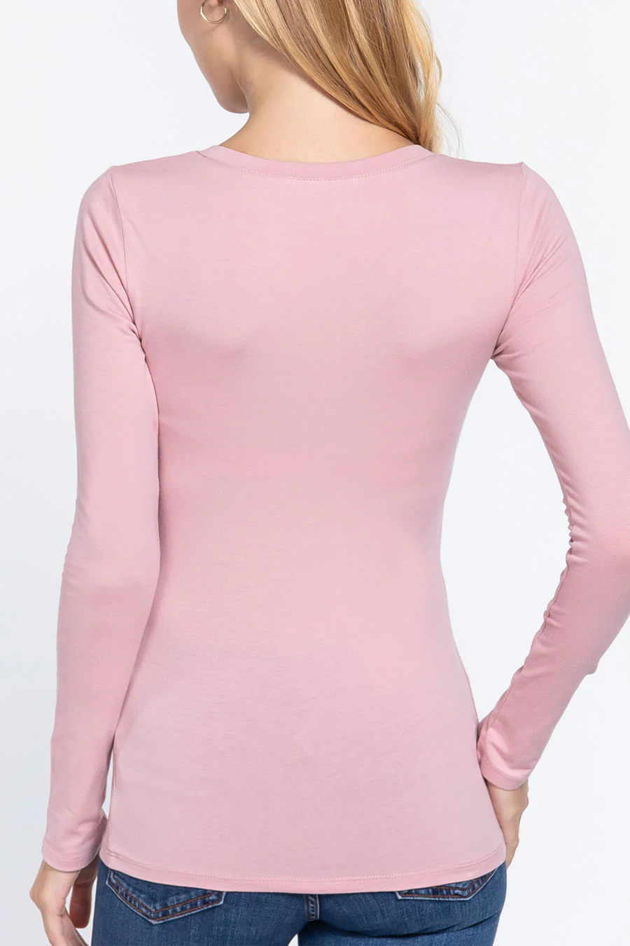 Basic Long Sleeve Scoop Neck T-Shirt Top - Image 32