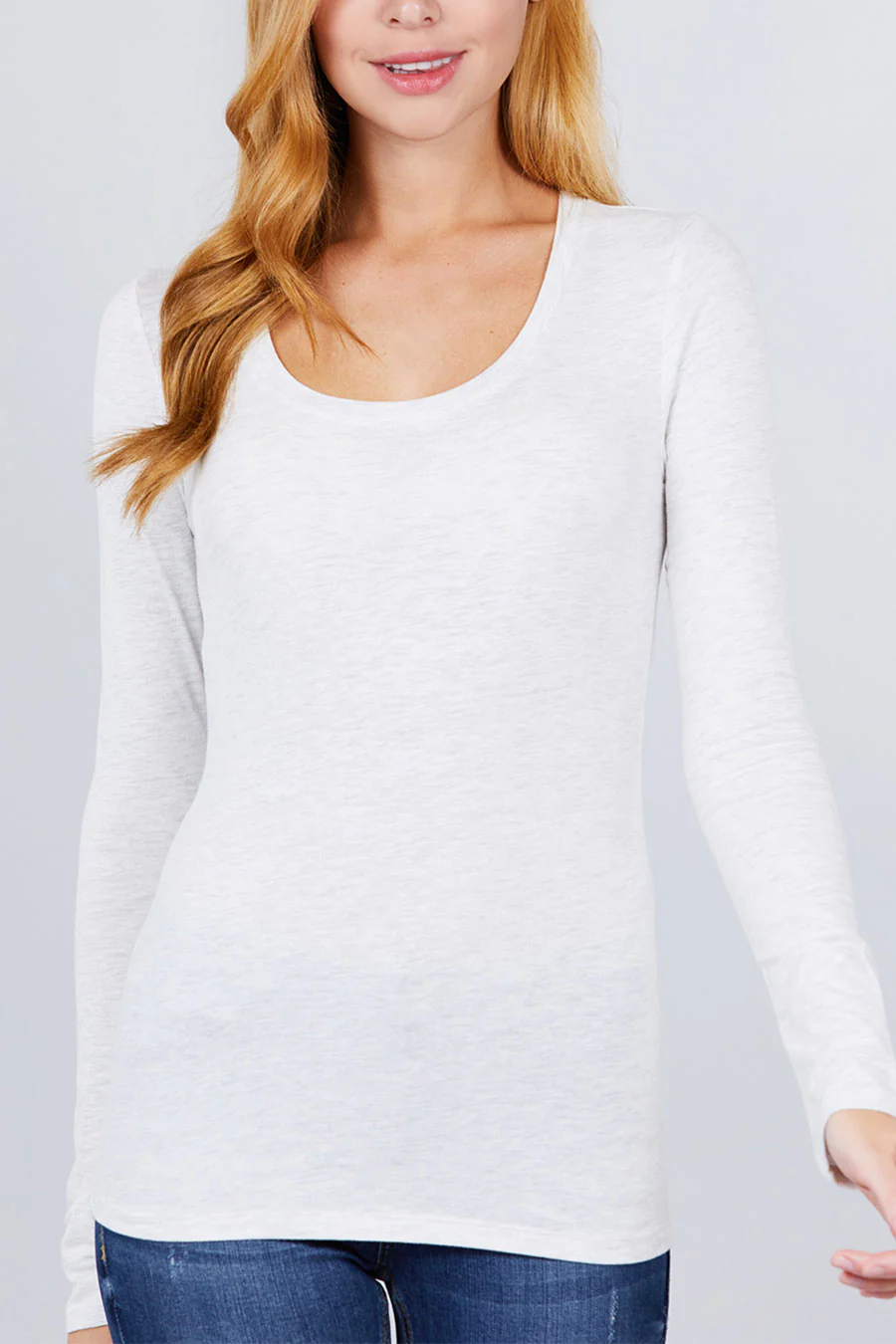 Basic Long Sleeve Scoop Neck T-Shirt Top - Image 4