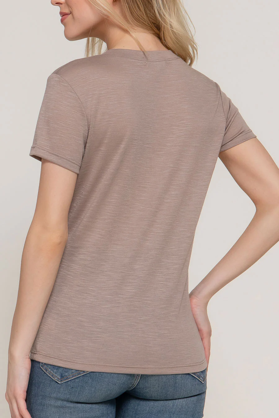 Basic Los Angeles Print Graphic Short Sleeve Fitted Slub Tee - Image 10