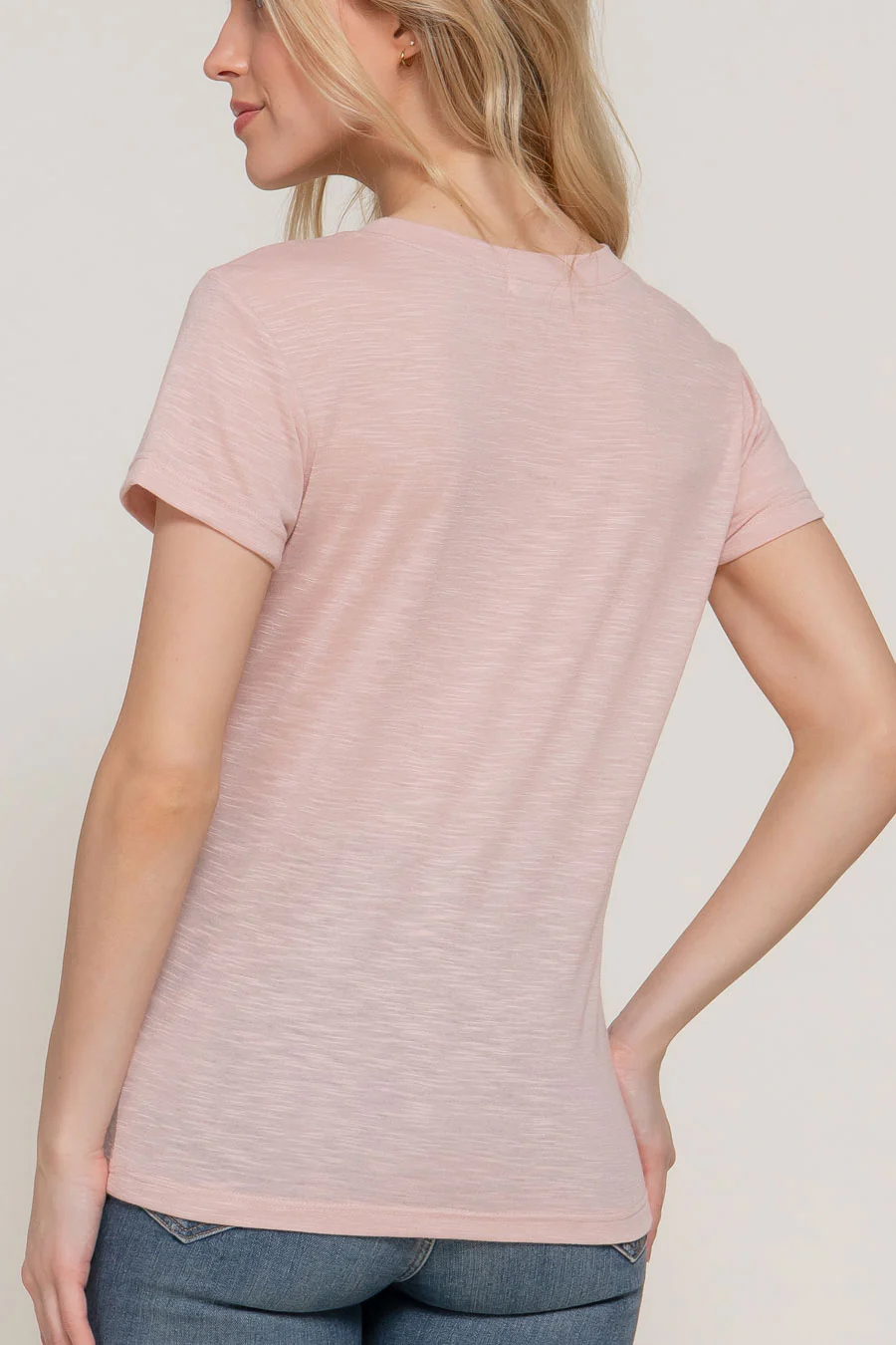 Basic Los Angeles Print Graphic Short Sleeve Fitted Slub Tee - Image 8