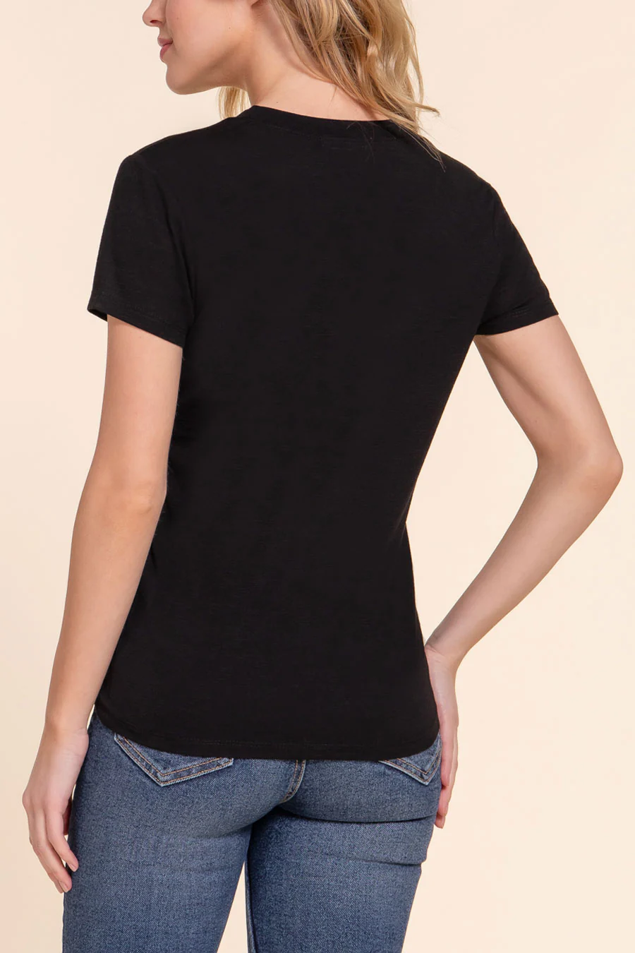 Basic Los Angeles Print Graphic Short Sleeve Fitted Slub Tee - Image 9
