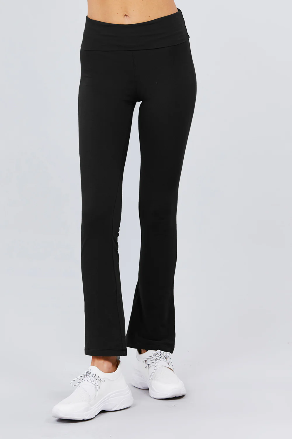 Basic Low-Rise Banded Waist Flare Yoga Pants - Image 5