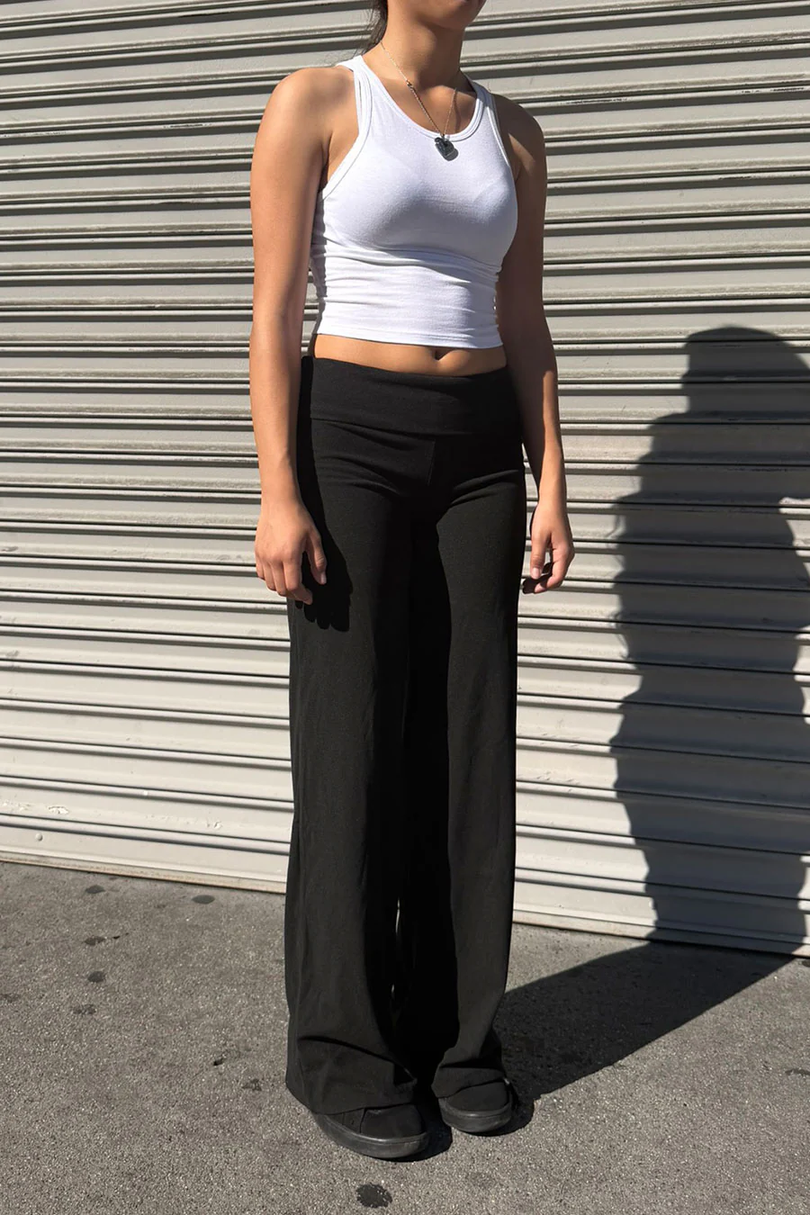 Basic Low-Rise Soft Wide Leg Fold Over Lounge Pants