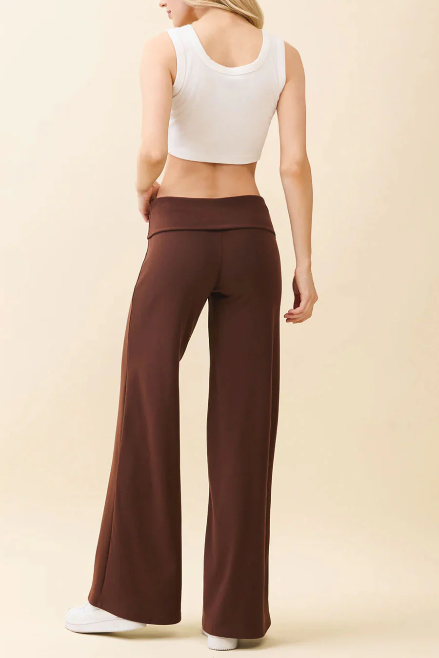 Basic Low-Rise Soft Wide Leg Fold Over Lounge Pants - Image 3