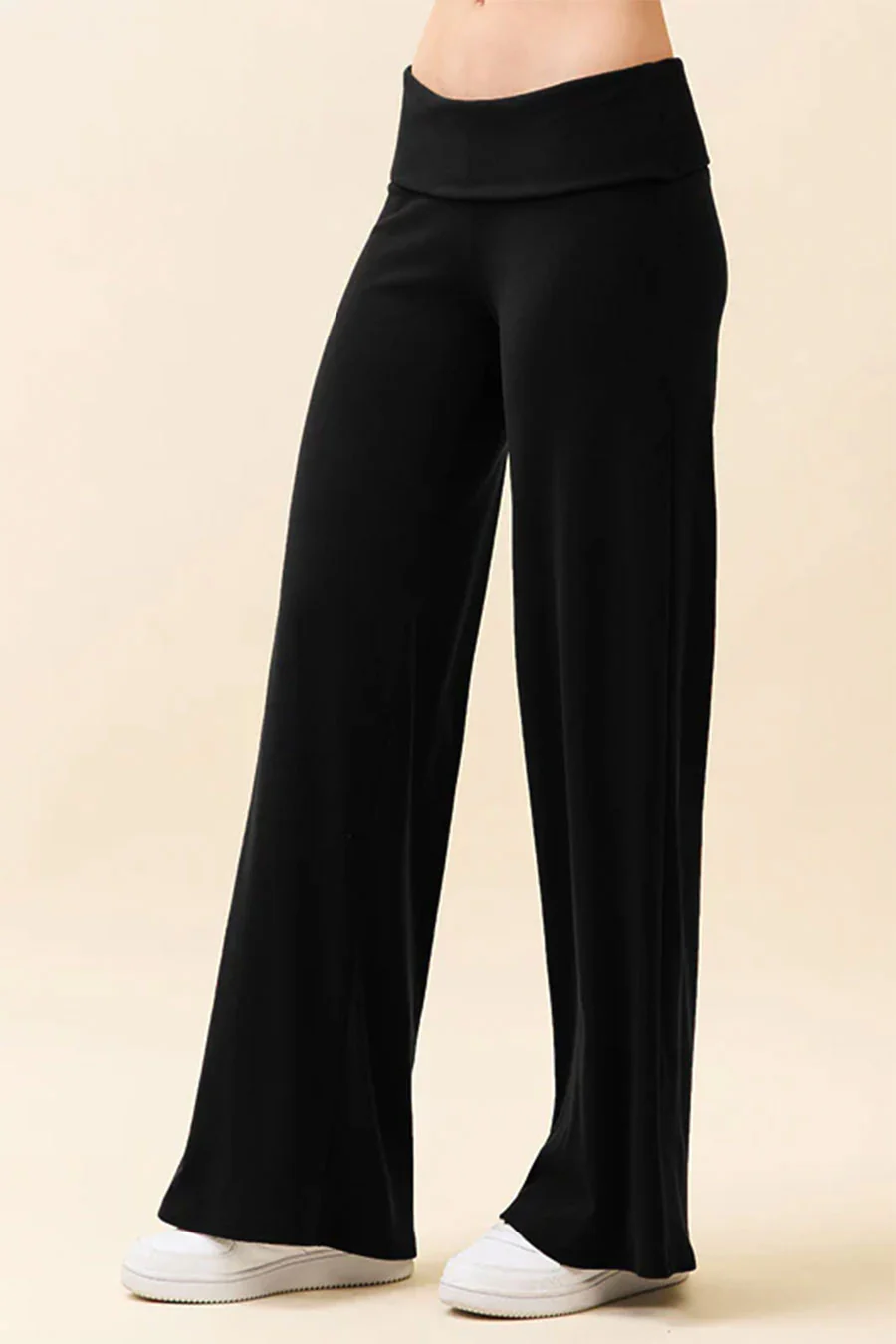 Basic Low-Rise Soft Wide Leg Fold Over Lounge Pants - Image 6